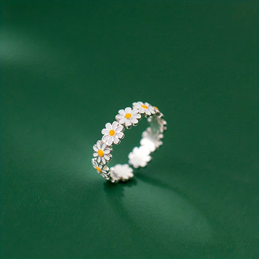 Cute Daisy Ring Fresh White Color Oil Dripping Craft