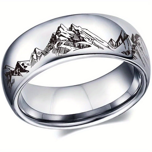 Outdoor Mountain Range Stainless Steel Ring (1pc)