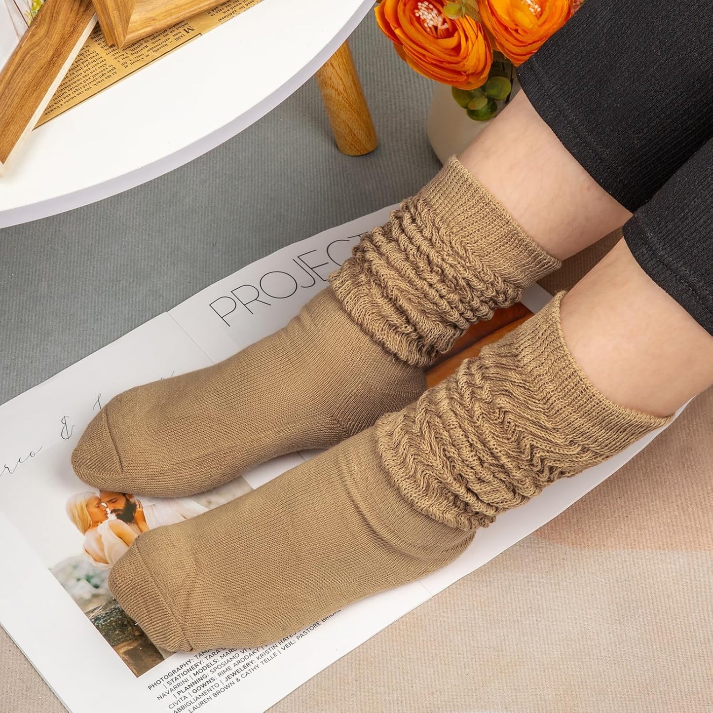 LunaLoom™ 4-Pair Soft Knit Slouch Socks — Cozy Knee-High Scrunch Set