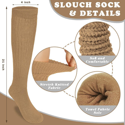 LunaLoom™ 4-Pair Soft Knit Slouch Socks — Cozy Knee-High Scrunch Set
