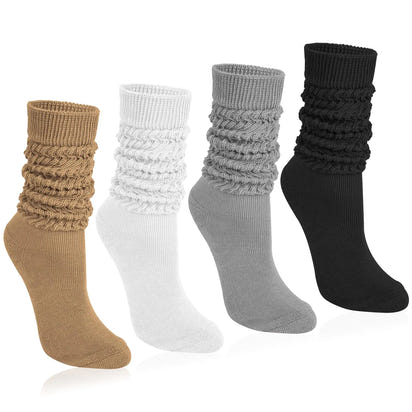 LunaLoom™ 4-Pair Soft Knit Slouch Socks — Cozy Knee-High Scrunch Set