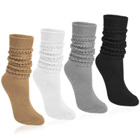 LunaLoom™ 4-Pair Soft Knit Slouch Socks — Cozy Knee-High Scrunch Set